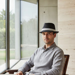 Men’s Woven Straw Fedora Hat with Contrast Band