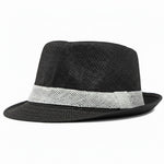 Men’s Woven Straw Fedora Hat with Contrast Band
