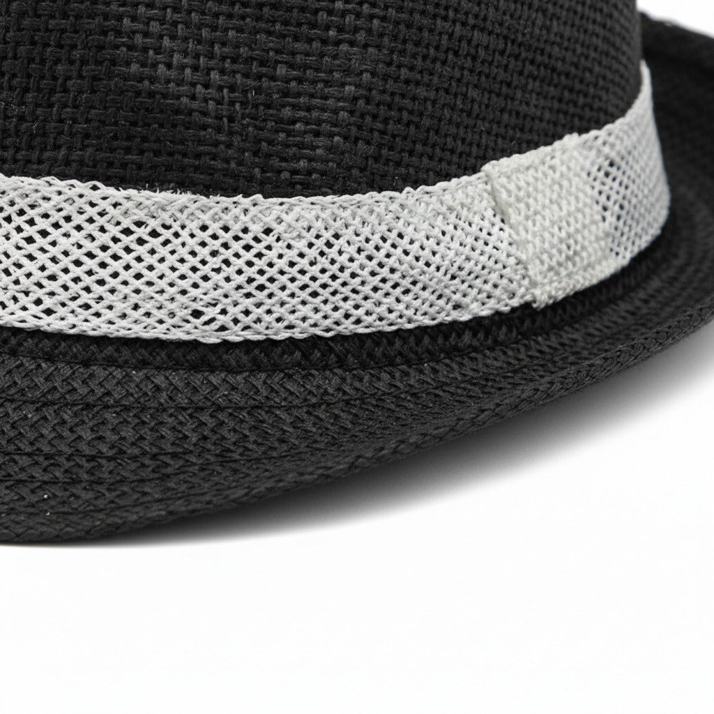 Men’s Woven Straw Fedora Hat with Contrast Band