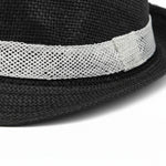 Men’s Woven Straw Fedora Hat with Contrast Band