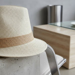 Men’s Woven Straw Fedora Hat with Contrast Band