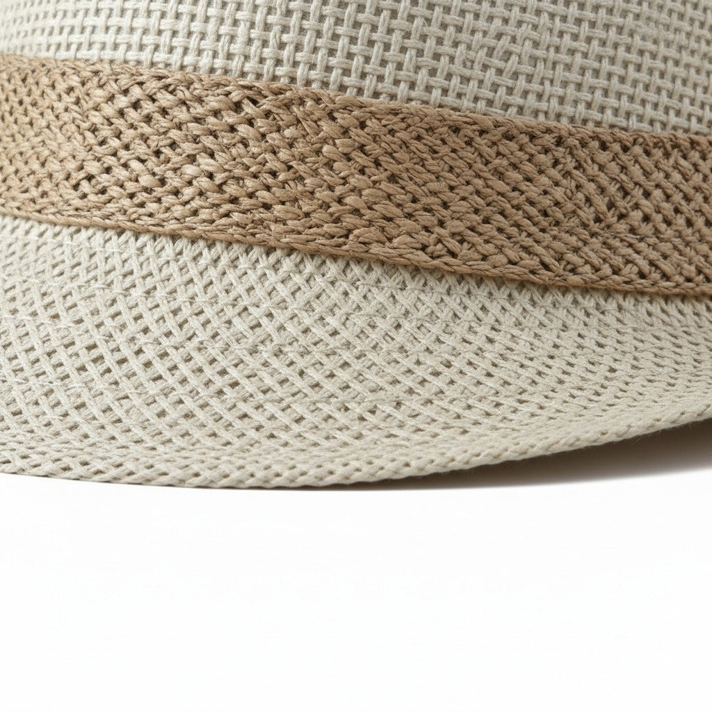 Men’s Woven Straw Fedora Hat with Contrast Band
