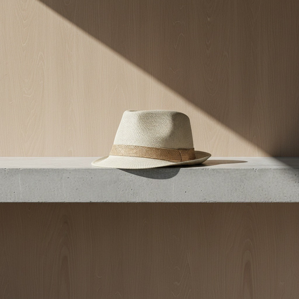 Men’s Woven Straw Fedora Hat with Contrast Band