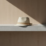 Men’s Woven Straw Fedora Hat with Contrast Band