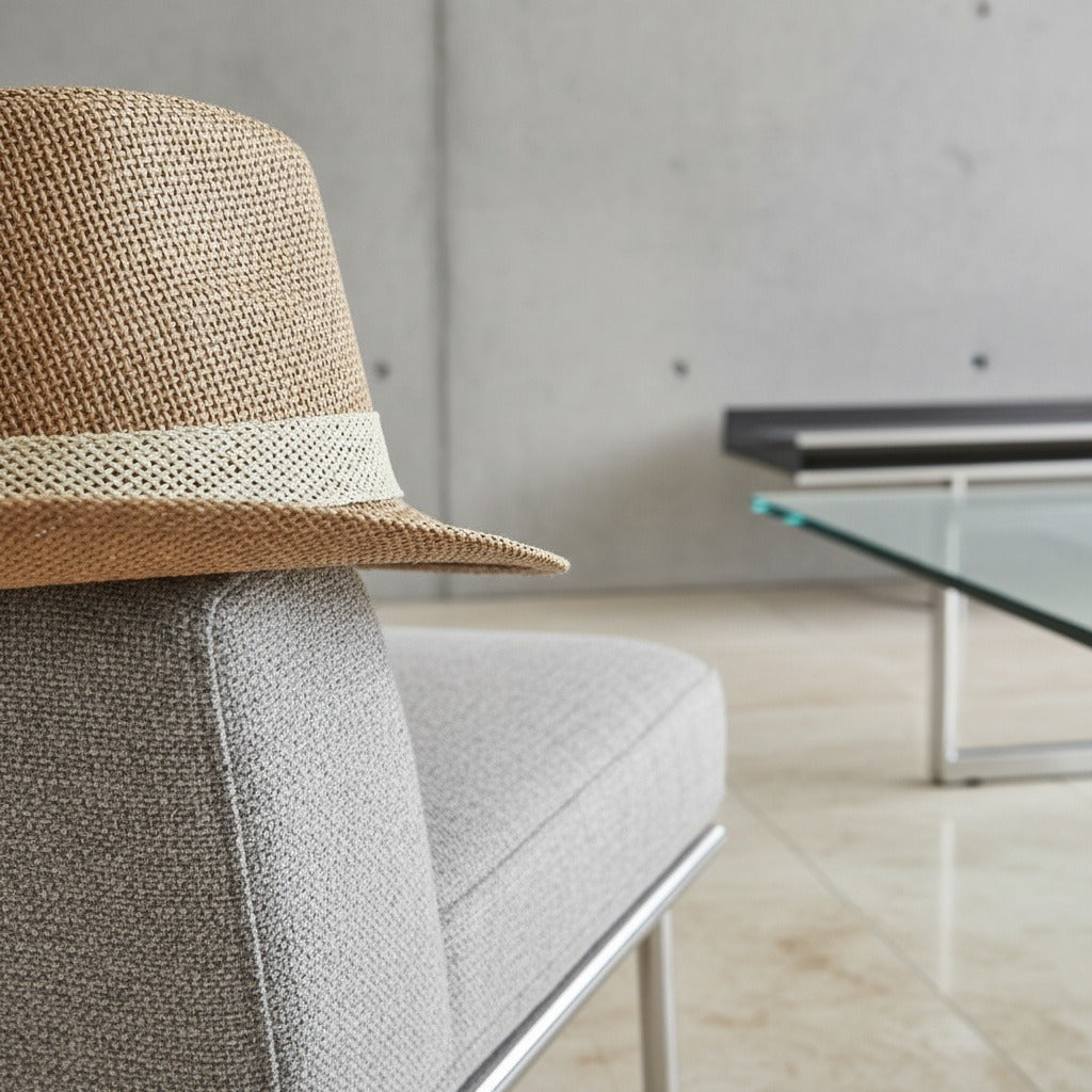 Men’s Woven Straw Fedora Hat with Contrast Band