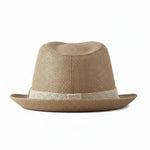 Men’s Woven Straw Fedora Hat with Contrast Band
