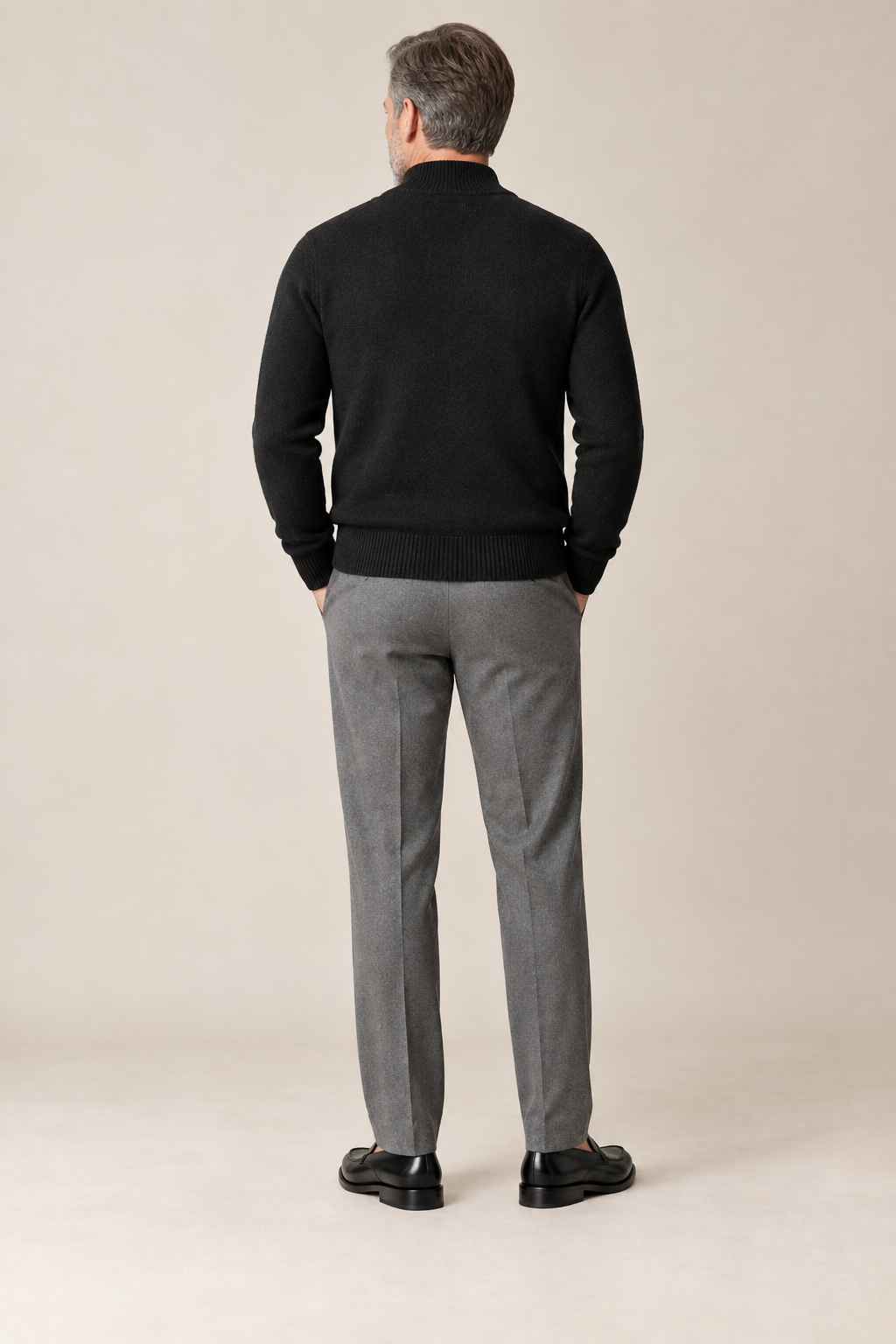 Men’s 100% Merino Wool Full-Zip Mock-Neck Cardigan