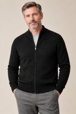 Men’s 100% Merino Wool Full-Zip Mock-Neck Cardigan