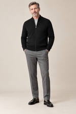 Men’s 100% Merino Wool Full-Zip Mock-Neck Cardigan