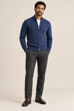 Men’s 100% Merino Wool Full-Zip Mock-Neck Cardigan