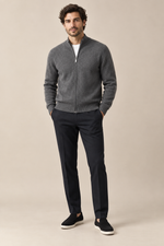 Men’s 100% Merino Wool Full-Zip Mock-Neck Cardigan