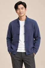 Men’s 100% Merino Wool Single-Breasted Knitted Cardigan