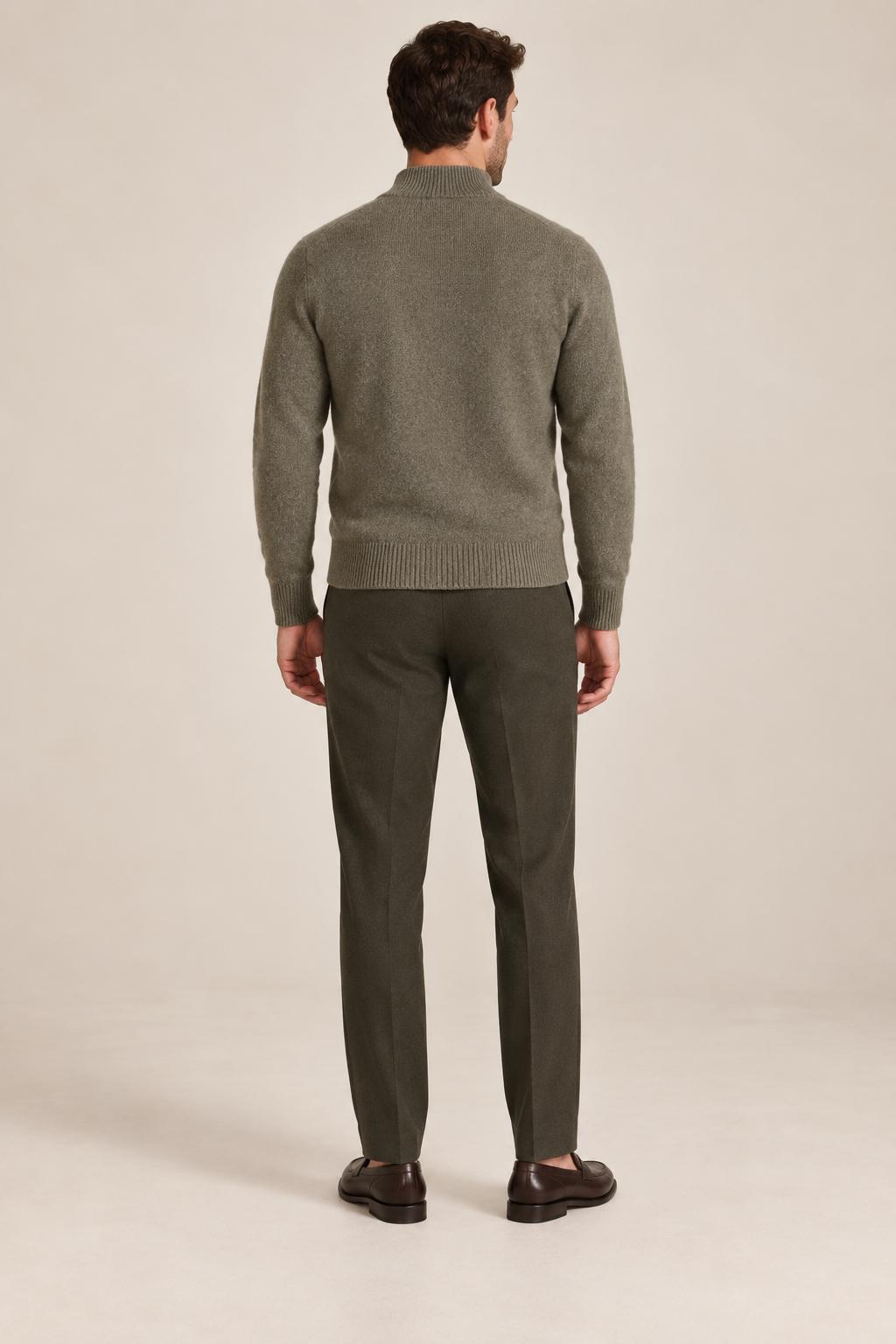 Men’s 100% Merino Wool Full-Zip Mock-Neck Cardigan