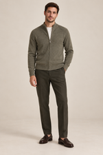 Men’s 100% Merino Wool Full-Zip Mock-Neck Cardigan