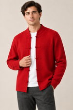 Men’s 100% Merino Wool Single-Breasted Knitted Cardigan