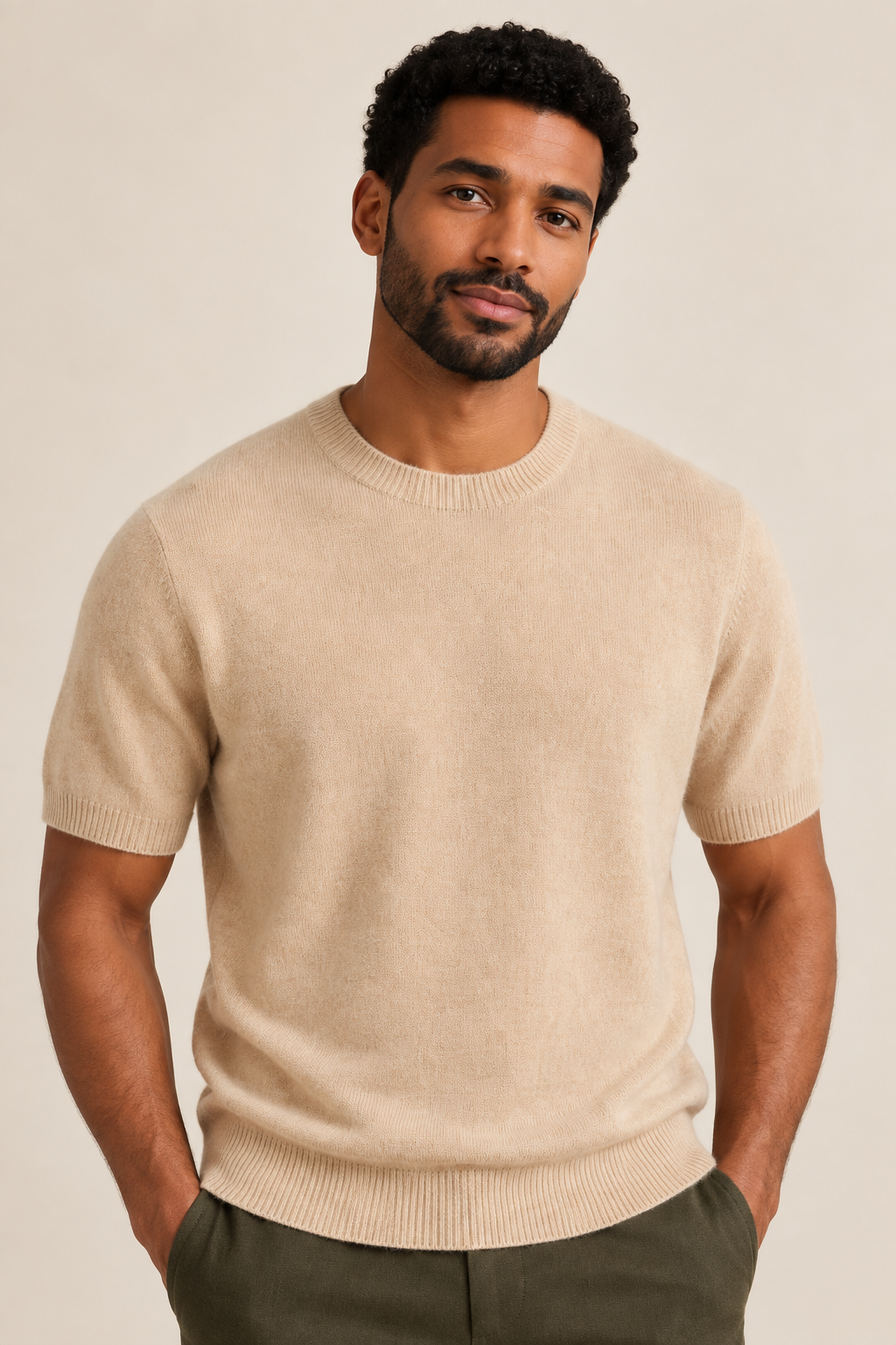 Men’s 100% Merino Wool Knitted Crew-Neck T-Shirt