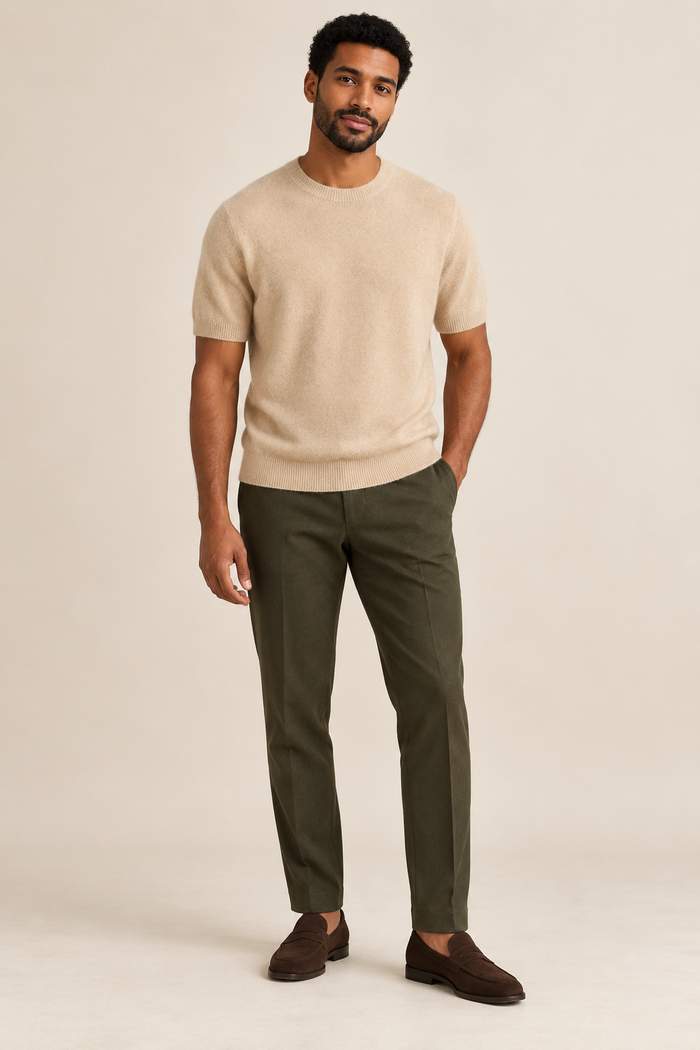 Men’s 100% Merino Wool Knitted Crew-Neck T-Shirt