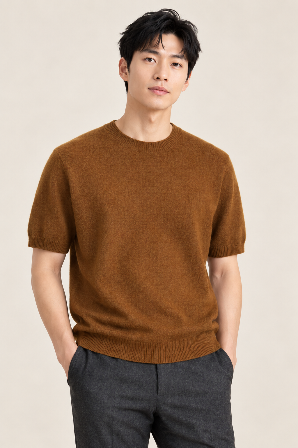 Men’s 100% Merino Wool Knitted Crew-Neck T-Shirt