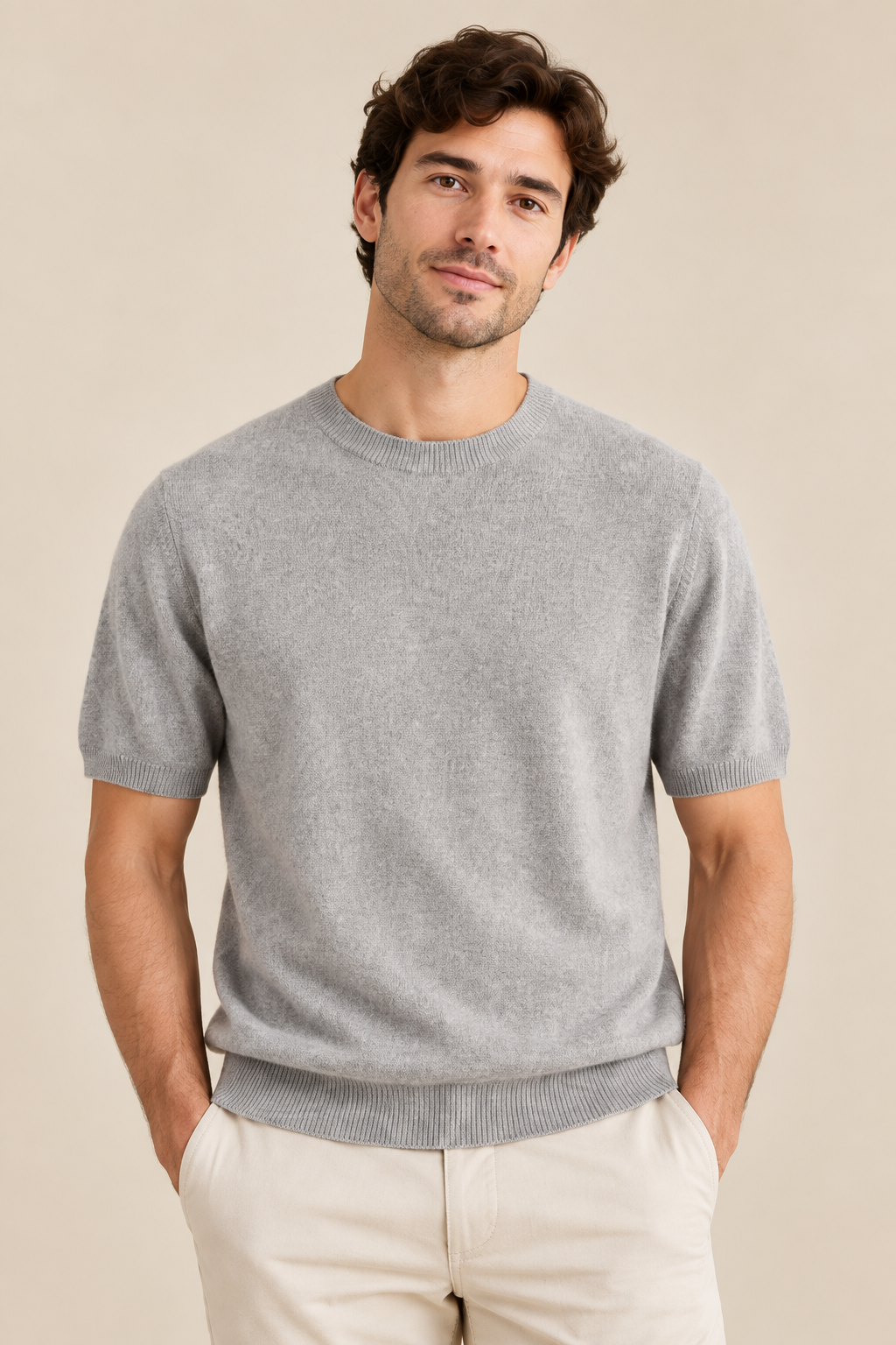 Men’s 100% Merino Wool Knitted Crew-Neck T-Shirt