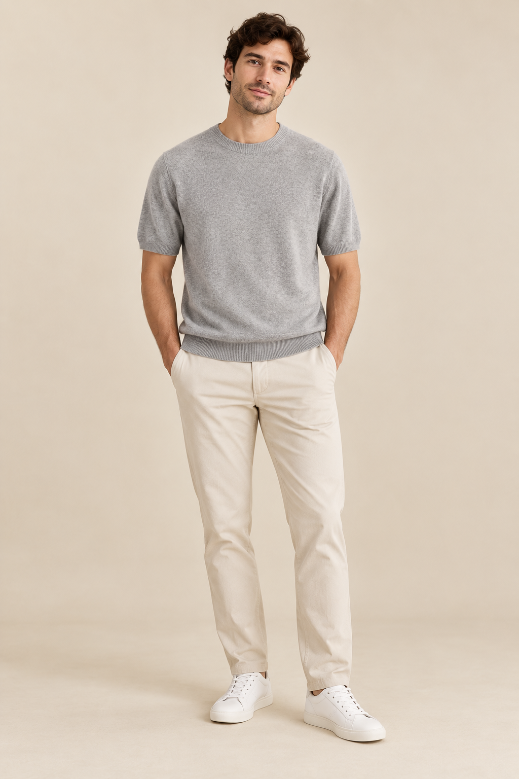 Men’s 100% Merino Wool Knitted Crew-Neck T-Shirt