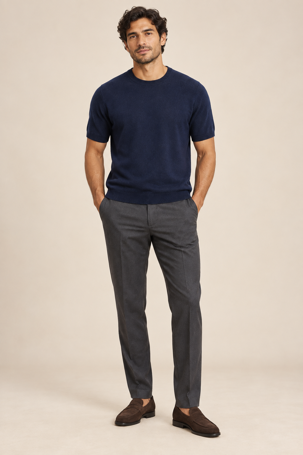 Men’s 100% Merino Wool Knitted Crew-Neck T-Shirt