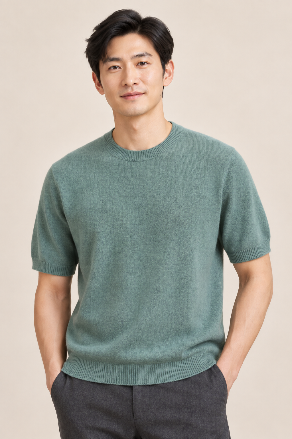 Men’s 100% Merino Wool Knitted Crew-Neck T-Shirt