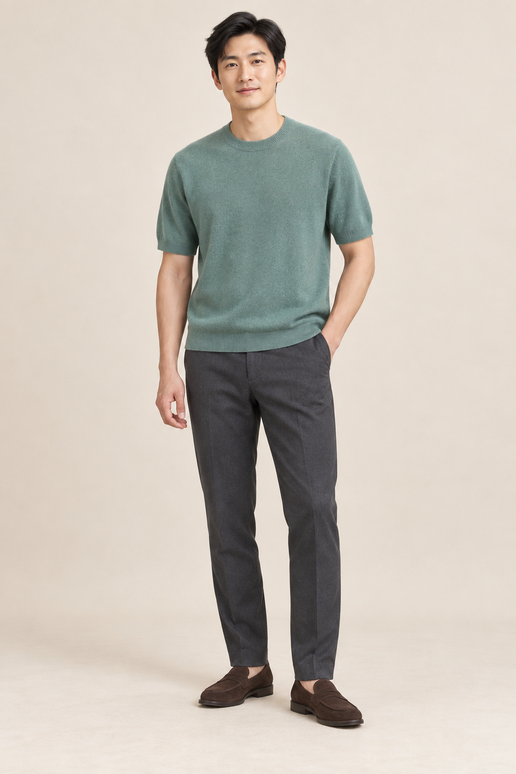 Men’s 100% Merino Wool Knitted Crew-Neck T-Shirt
