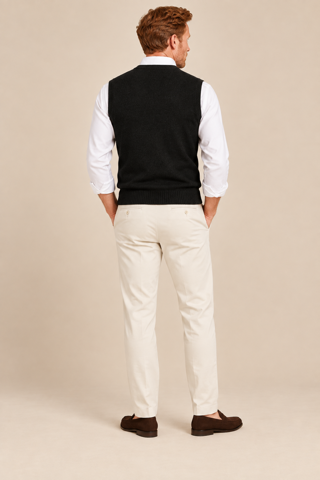 Men’s 100% Merino Wool Knitted V-Neck Sweater Vest