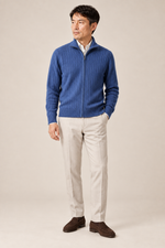 Men’s 100% Merino Wool Rib-Knit Full-Zip Cardigan