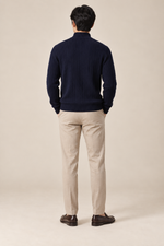 Men’s 100% Merino Wool Rib-Knit Full-Zip Cardigan