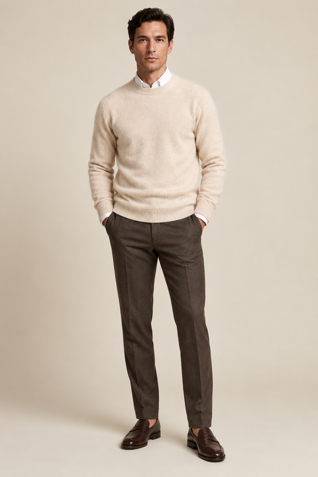 Men’s 100% Pure Mink Cashmere Crew-Neck Jumper