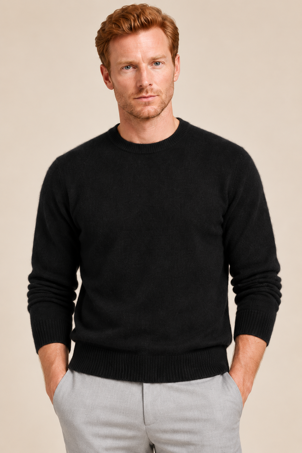 Men’s 100% Pure Mink Cashmere Crew-Neck Jumper