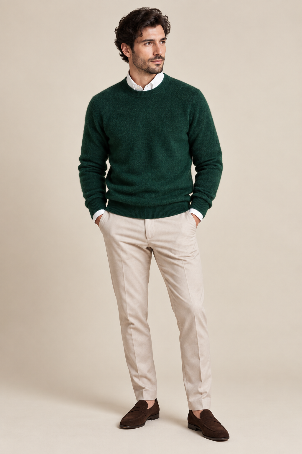 Men’s 100% Pure Mink Cashmere Crew-Neck Jumper