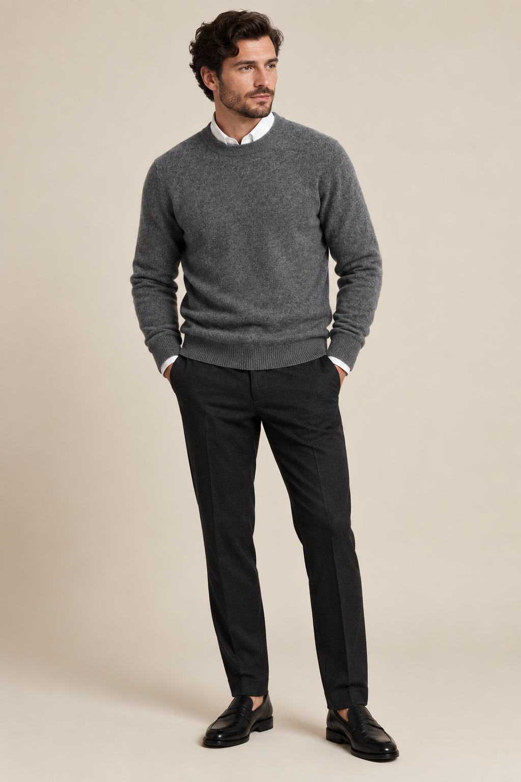 Men’s 100% Pure Mink Cashmere Crew-Neck Jumper