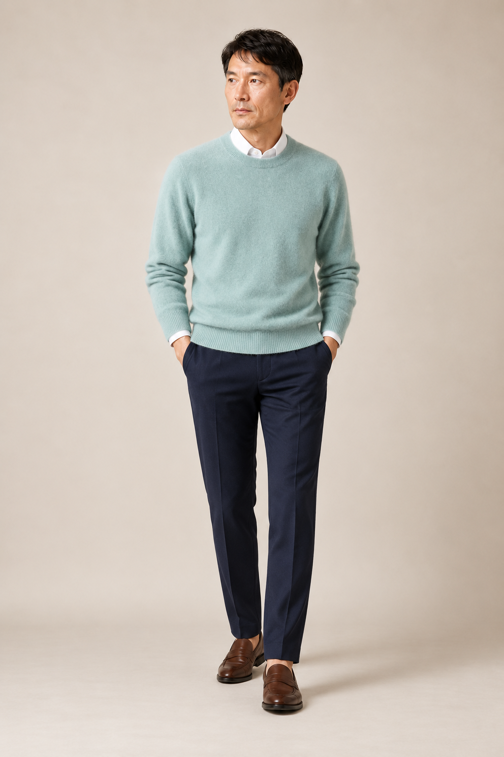 Men’s 100% Pure Mink Cashmere Crew-Neck Jumper