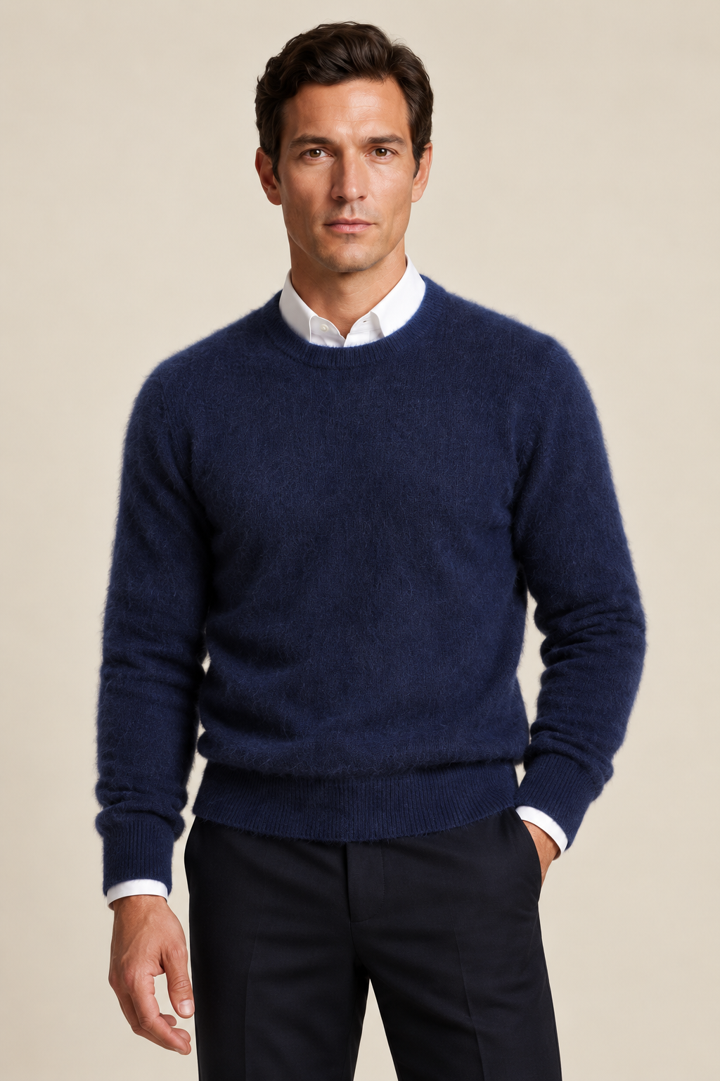 Men’s 100% Pure Mink Cashmere Crew-Neck Jumper