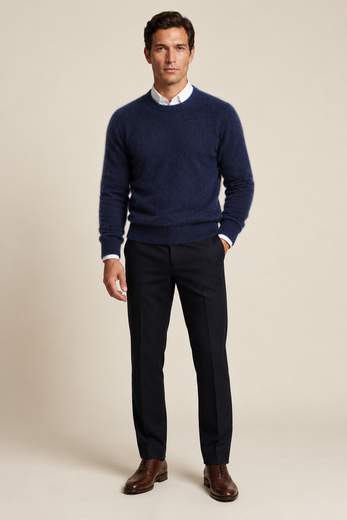 Men’s 100% Pure Mink Cashmere Crew-Neck Jumper