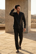 Men's Co-ord Set with Long Sleeve Shirt and Drawstring Trousers
