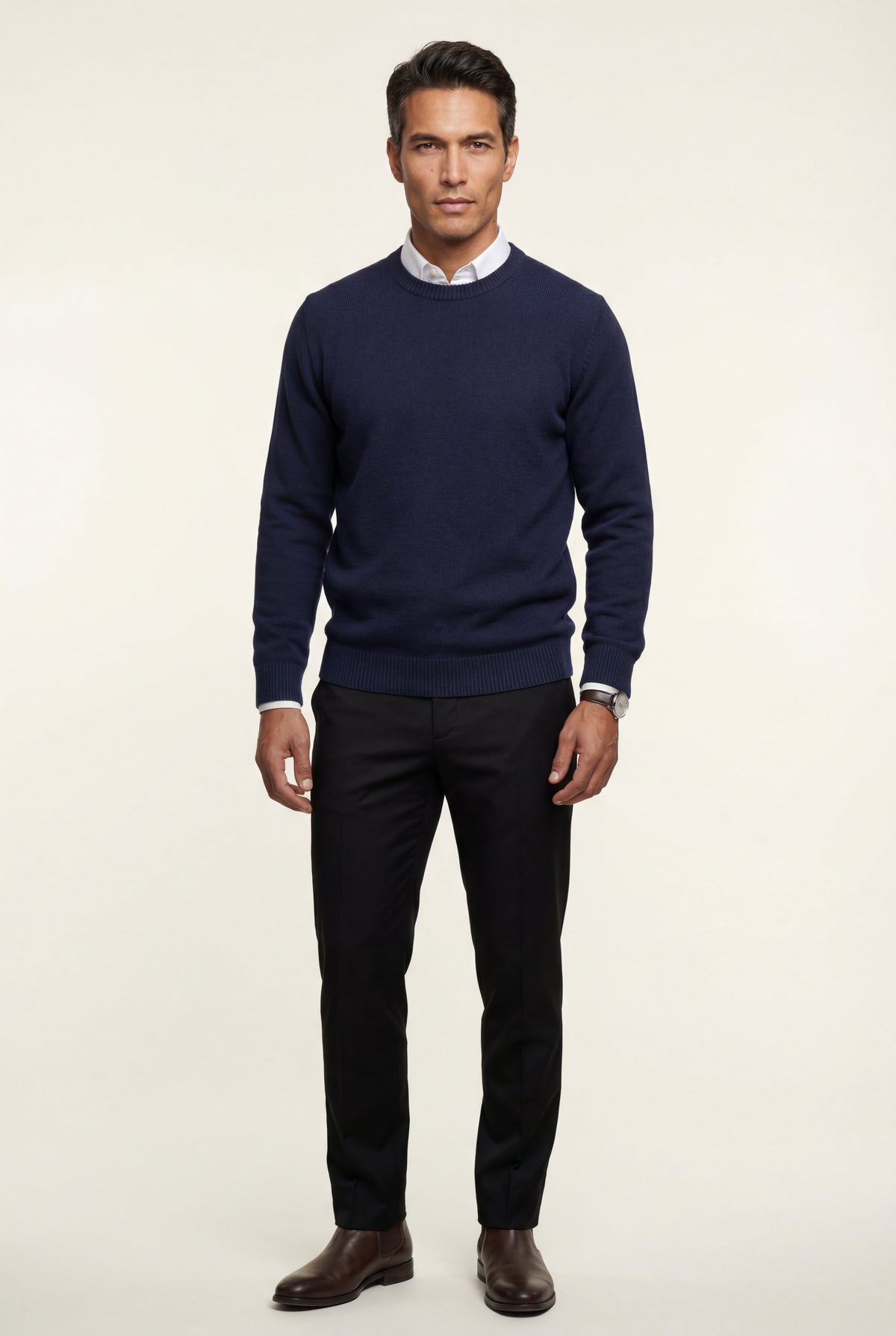 Men's Fine Knit Crew Neck Jumper in Regular Fit
