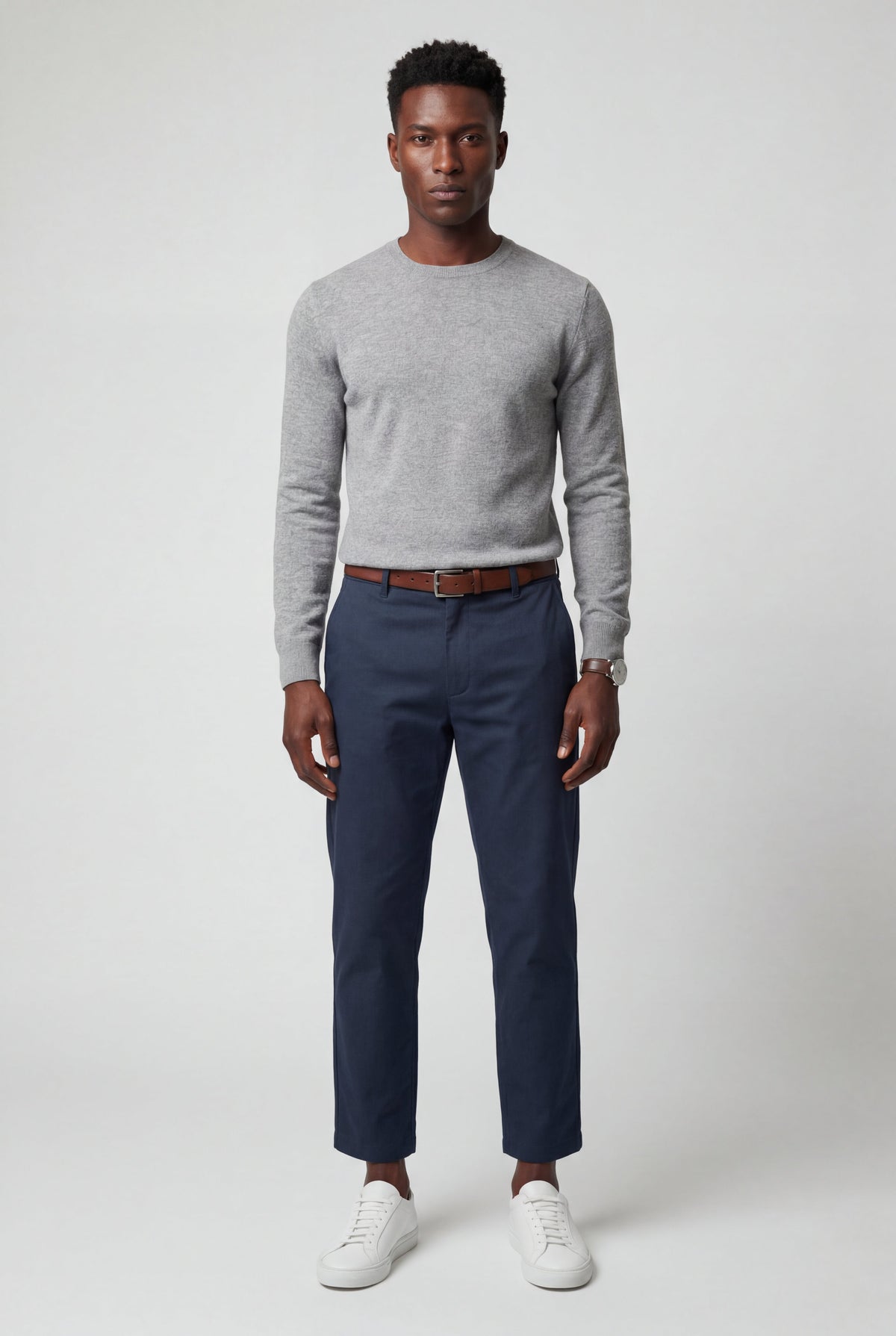 Men's Straight Leg Chinos with Mid-Rise Waist