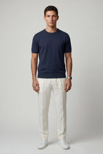Men's Knitted T-Shirt with Crew Neck in Relaxed Fit