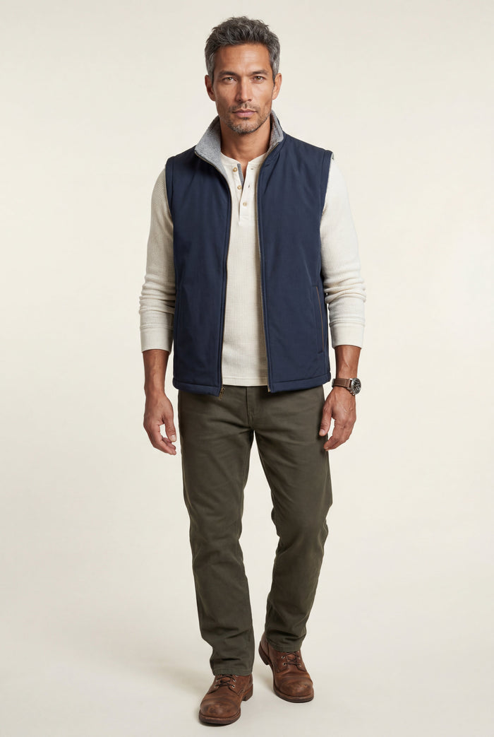 Men's Zip Up Gilet with Stand Collar