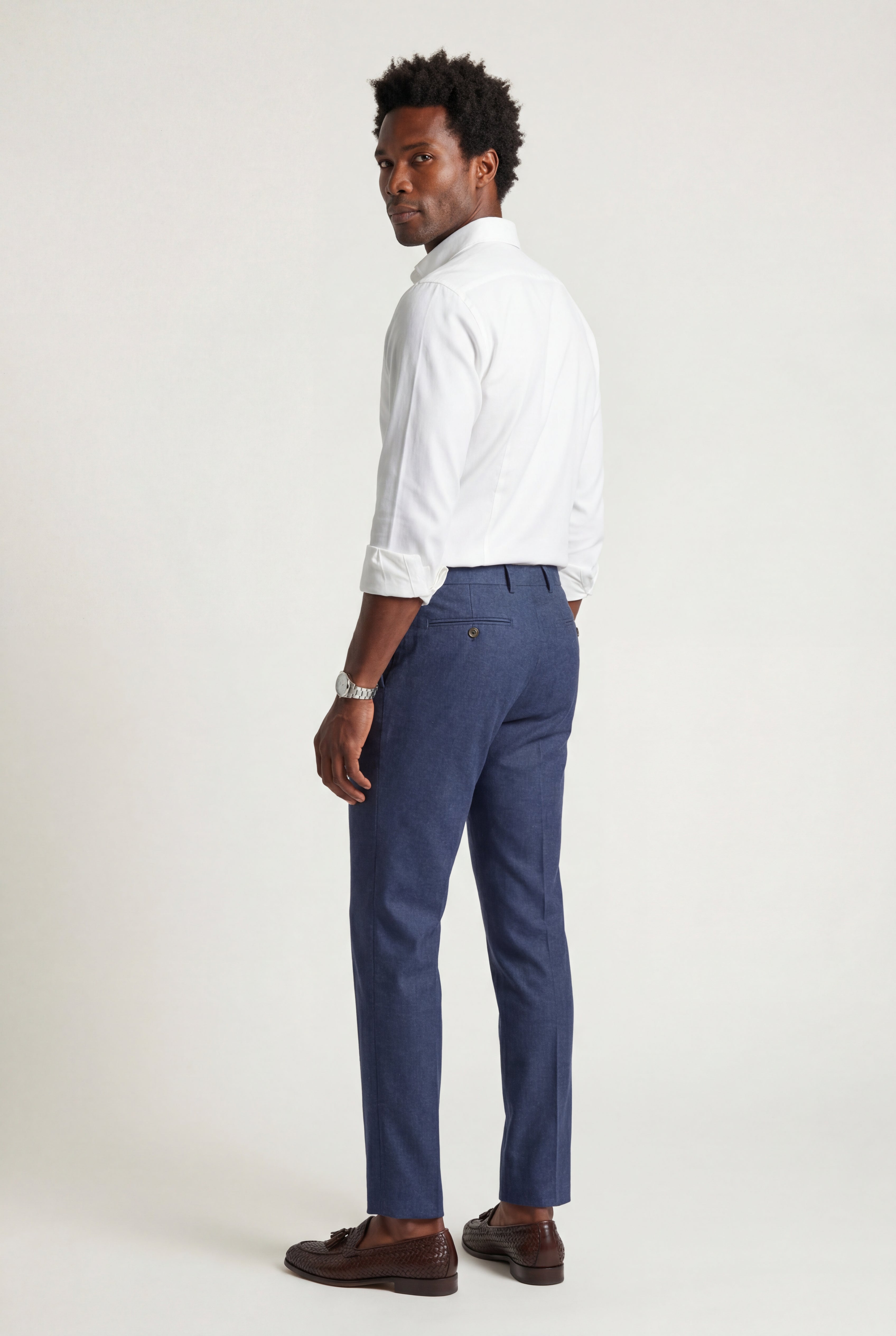 Valdren – Navy Blue Slim-Fit Dress Trousers