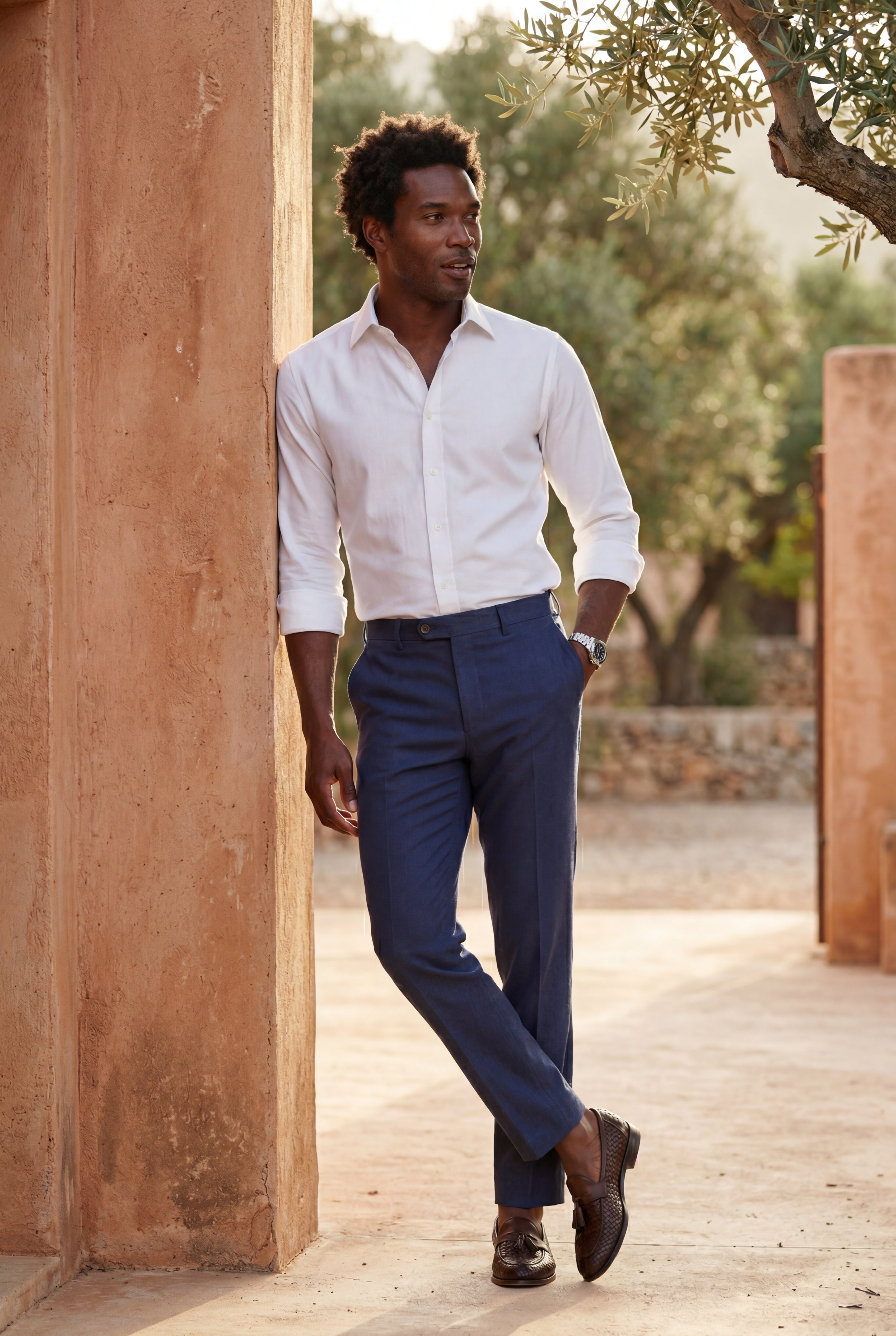 Valdren – Navy Blue Slim-Fit Dress Trousers