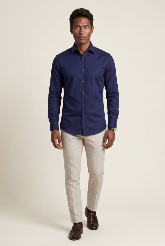 Men's Long Sleeve Shirt in Fitted Cut