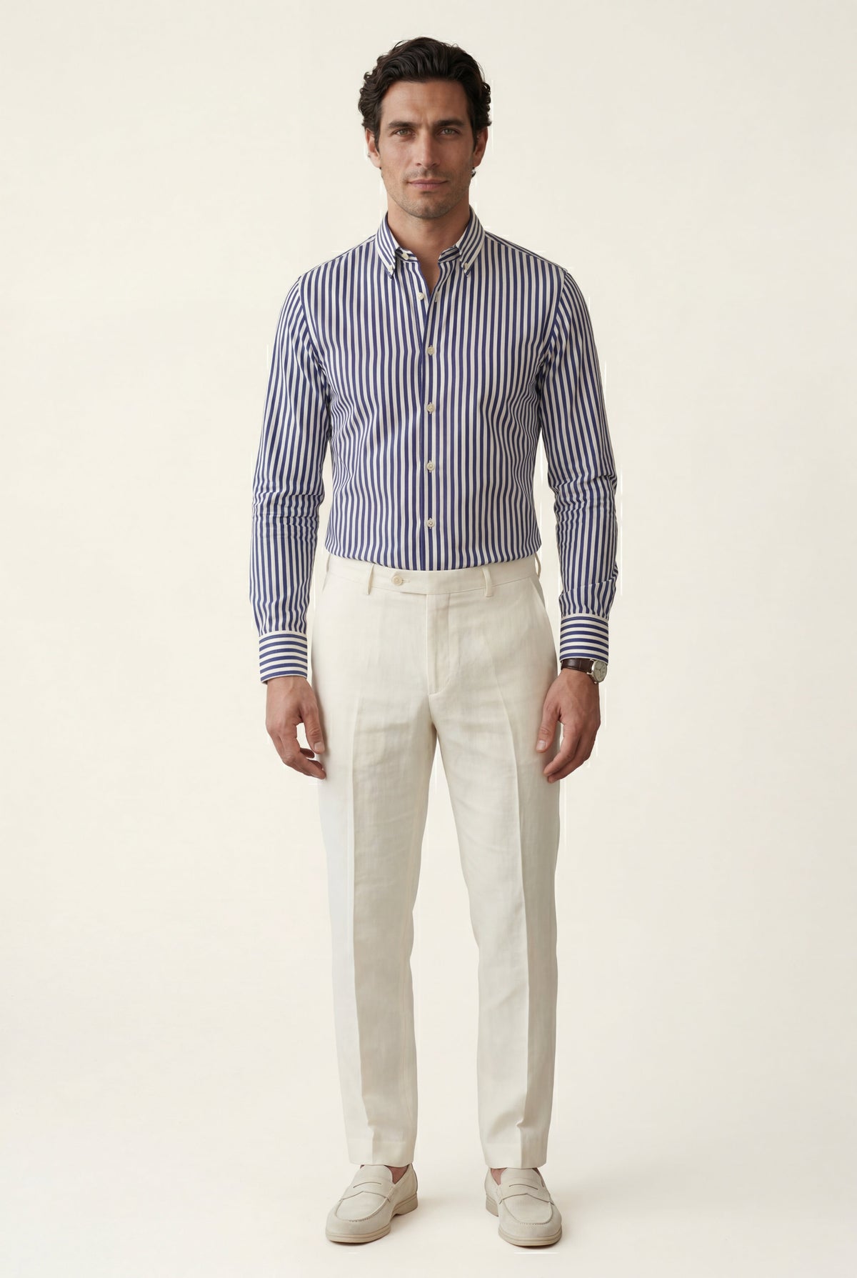Men's Long Sleeve Striped Shirt in Tailored Fit