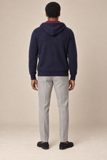 Men’s 100% Cashmere Full-Zip Hoodie with Contrast Trim
