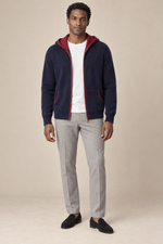 Men’s 100% Cashmere Full-Zip Hoodie with Contrast Trim