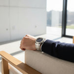 Men’s Stainless Steel Sports Watch with Textured Dial and Date Display