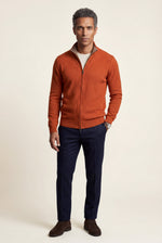 Men's Textured Knit Zip Up Cardigan